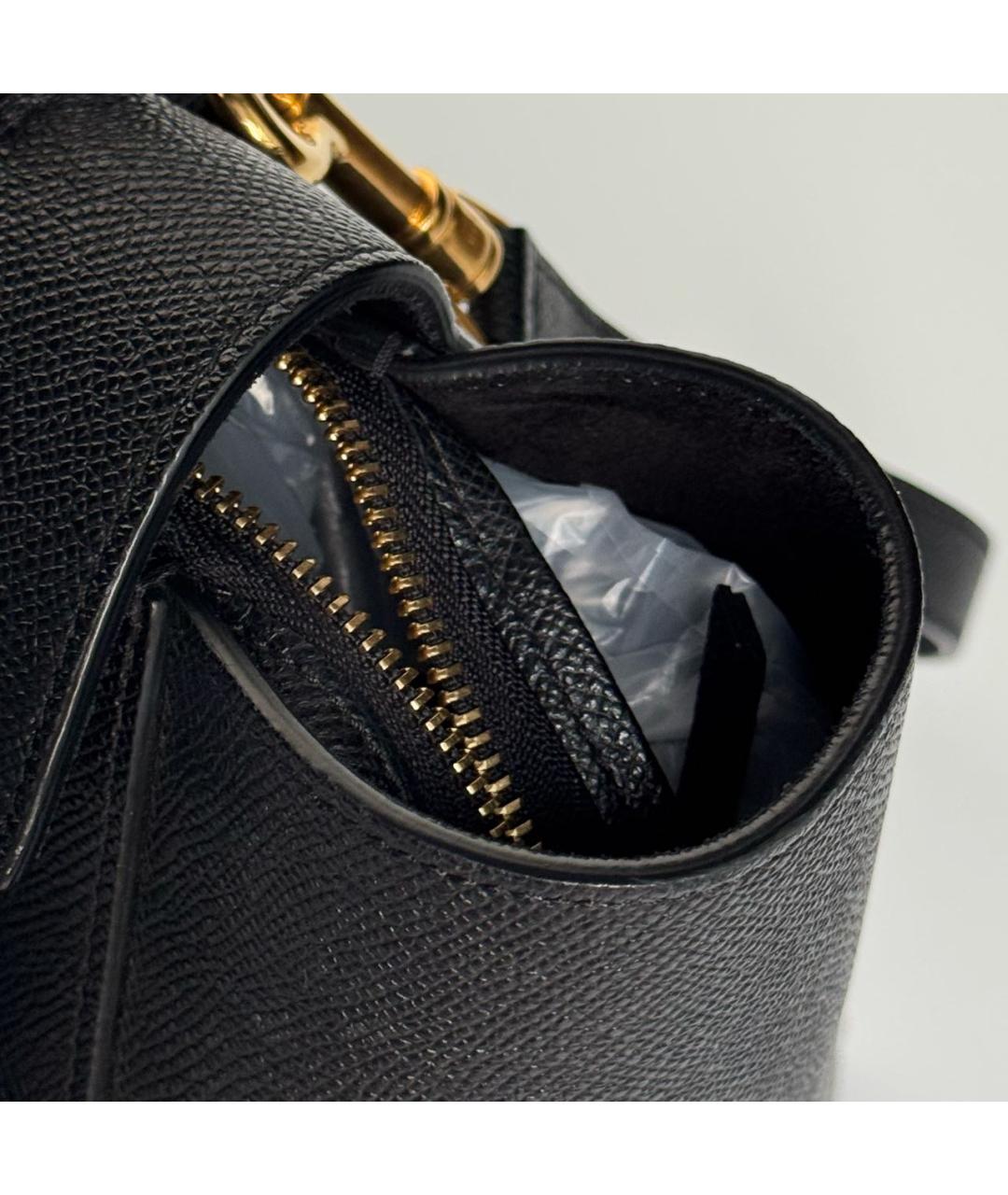 CELINE Черная кожаная сумка с короткими ручками, фото 8