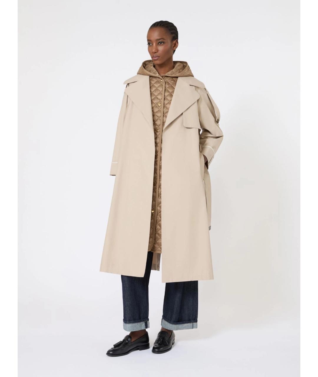MAX MARA THE CUBE Бежевый хлопковый тренч/плащ, фото 2