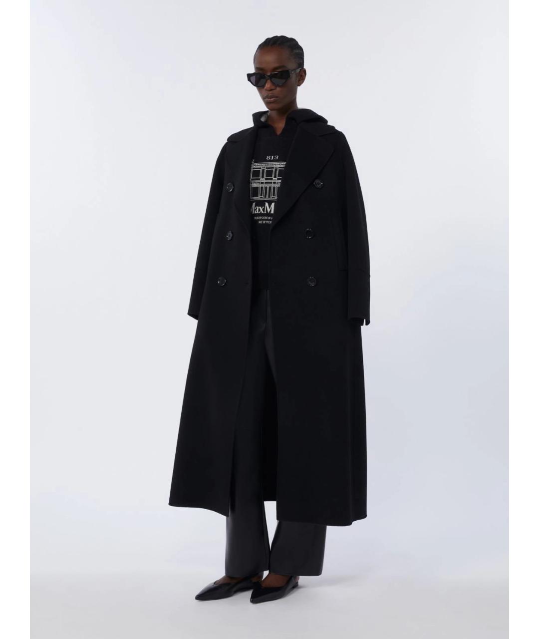 'S MAX MARA Черное шерстяное пальто, фото 2