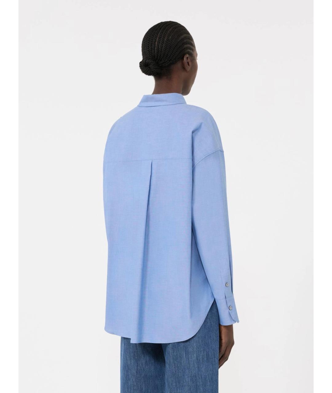 'S MAX MARA Голубая хлопковая рубашка, фото 4