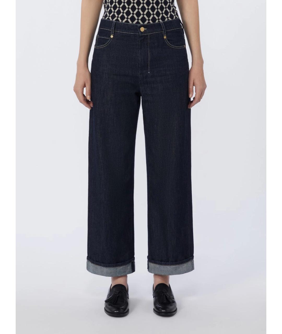 'S MAX MARA Темно-синие хлопковые прямые джинсы, фото 3