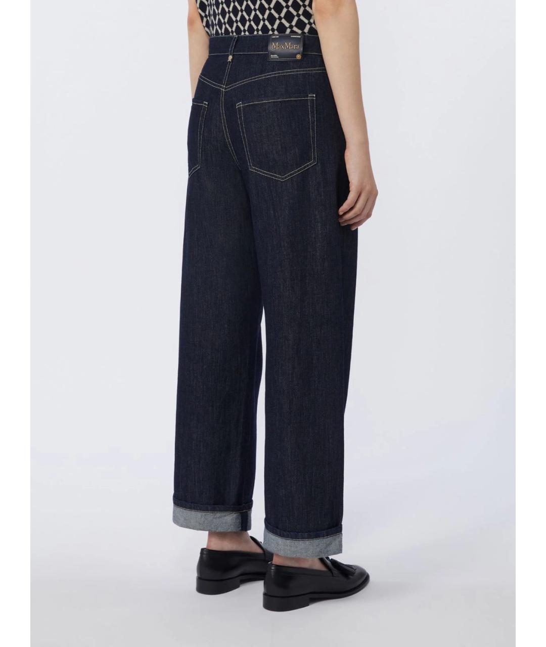 'S MAX MARA Темно-синие хлопковые прямые джинсы, фото 4