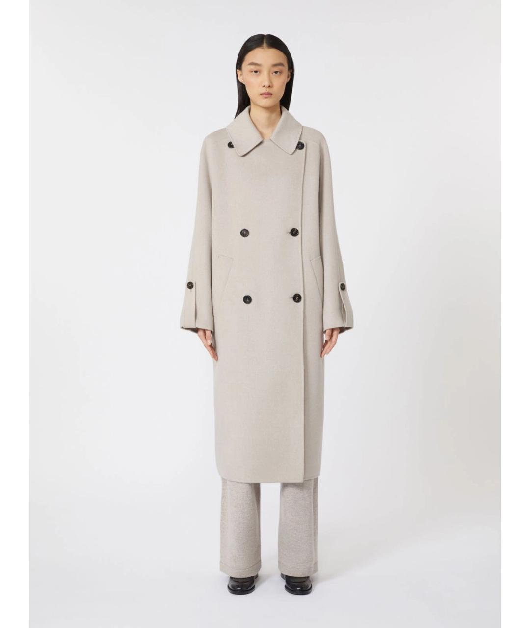 'S MAX MARA Бежевое шерстяное пальто, фото 3