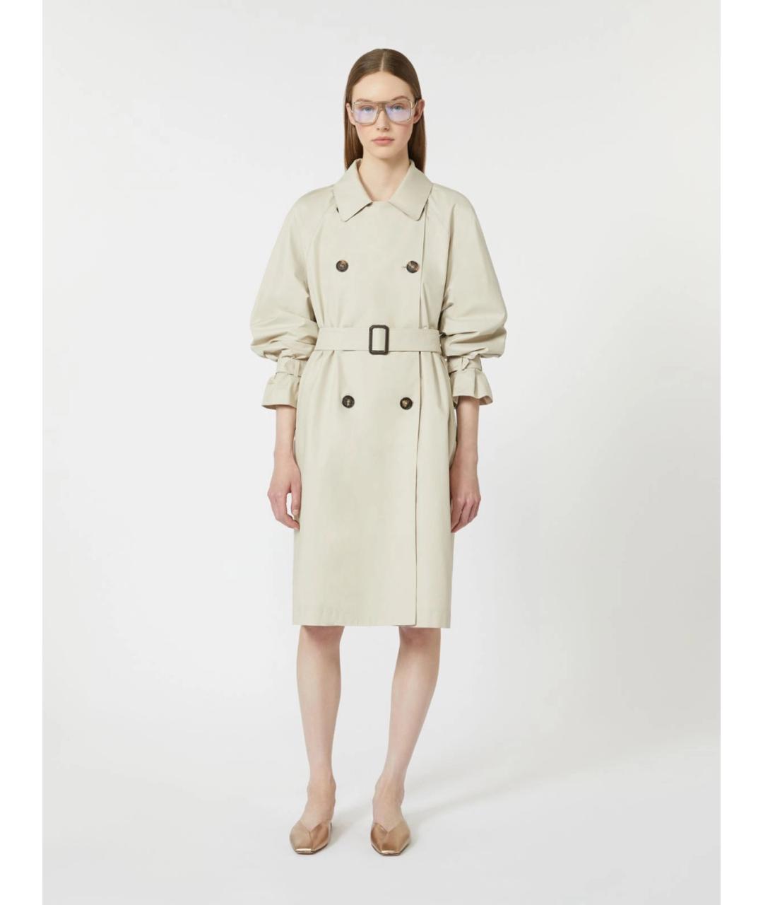 'S MAX MARA Бежевый хлопковый тренч/плащ, фото 2