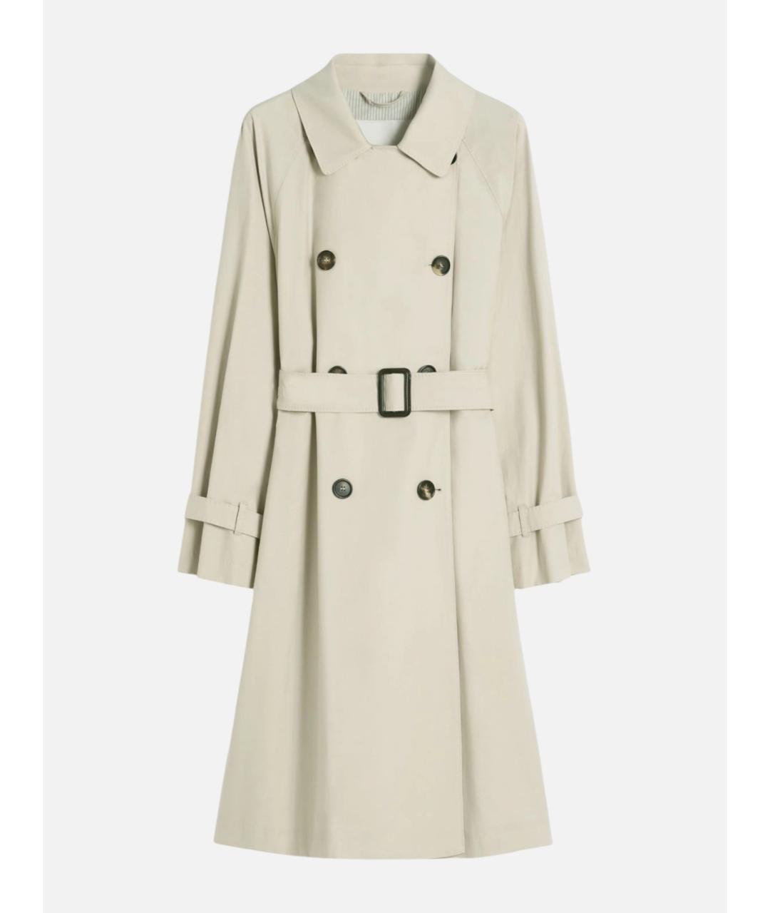 'S MAX MARA Бежевый хлопковый тренч/плащ, фото 6