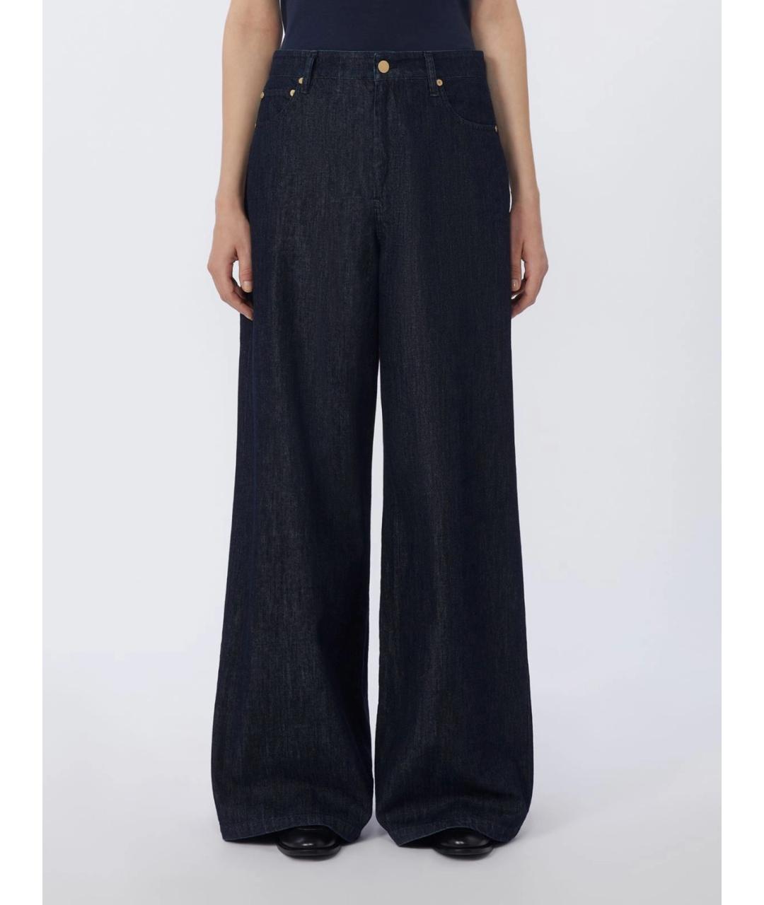 'S MAX MARA Темно-синие хлопковые прямые джинсы, фото 3