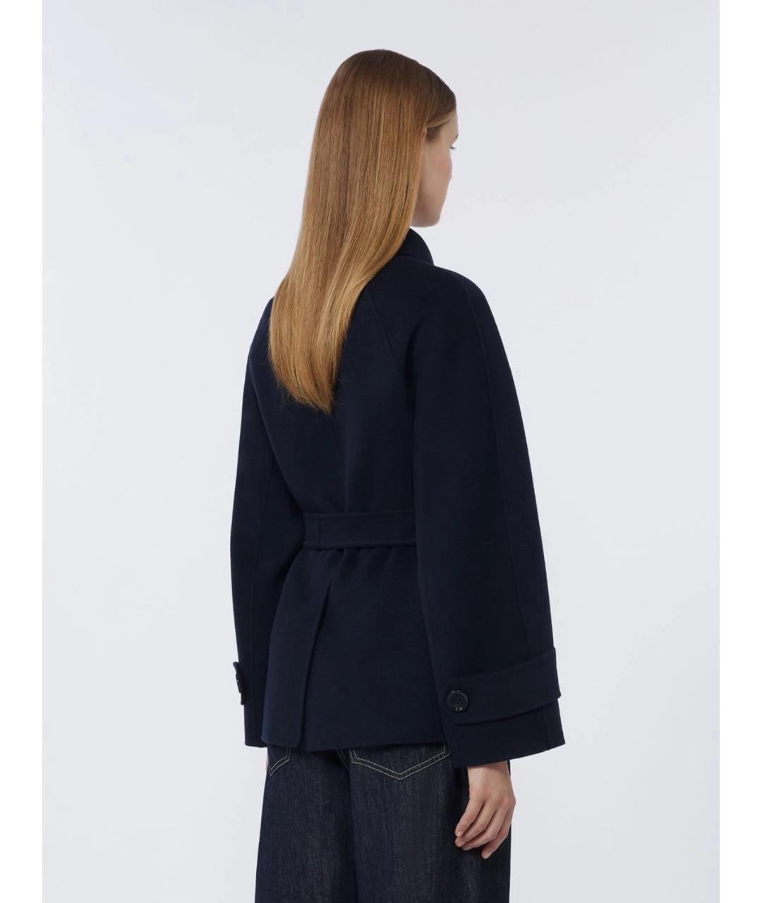'S MAX MARA Темно-синее шерстяное пальто, фото 4