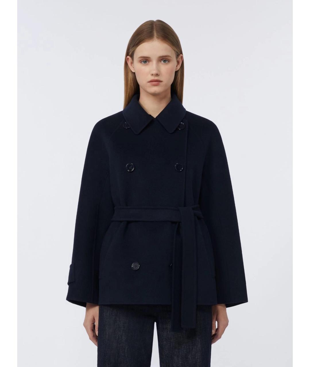 'S MAX MARA Темно-синее шерстяное пальто, фото 3