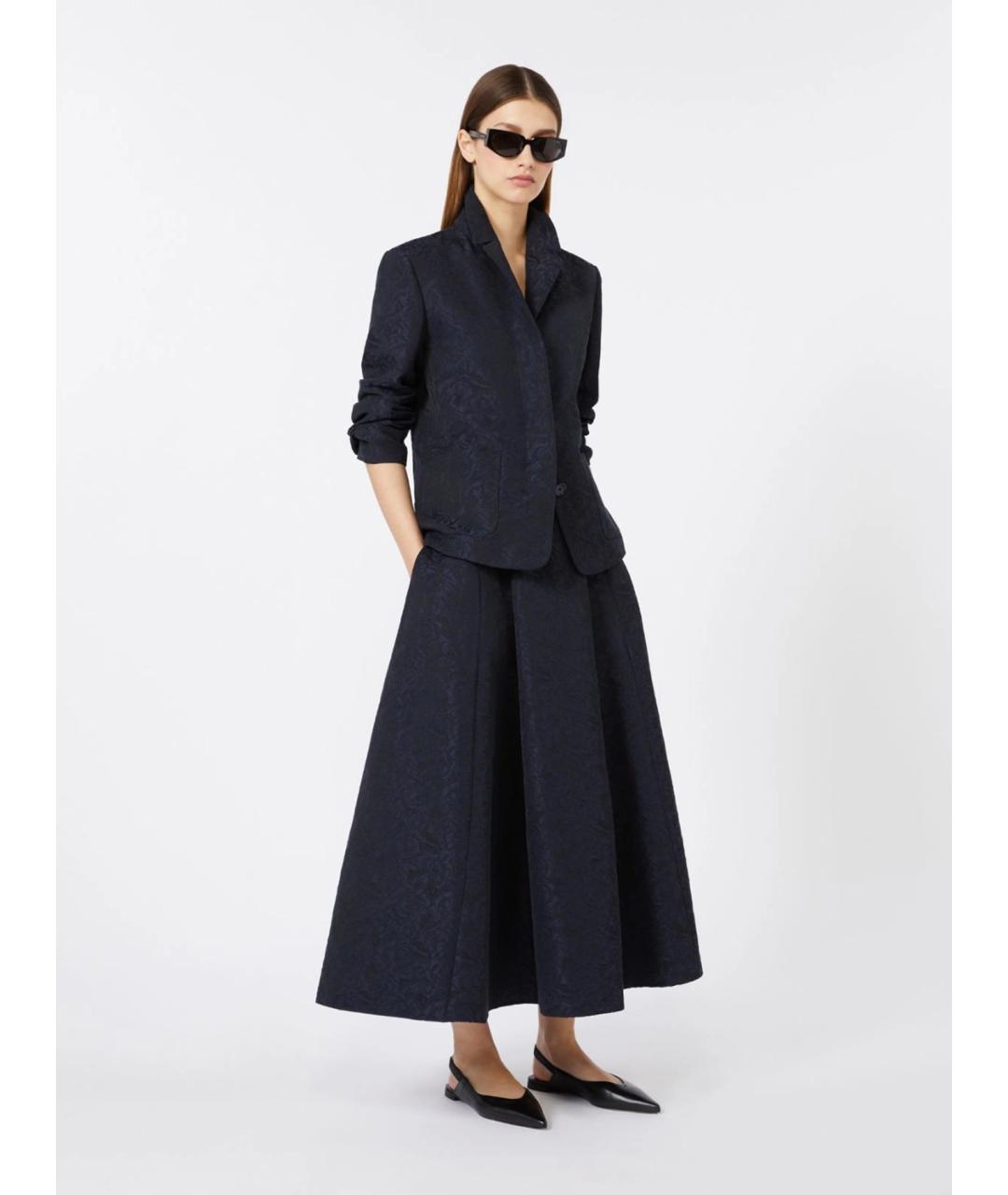 'S MAX MARA Темно-синий полиэстеровый жакет/пиджак, фото 2