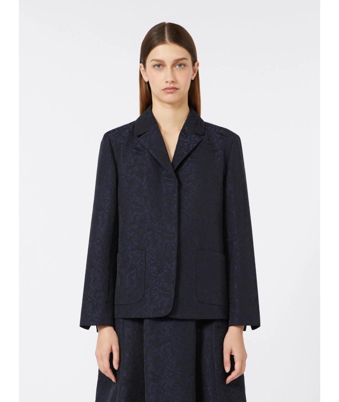 'S MAX MARA Темно-синий полиэстеровый жакет/пиджак, фото 3