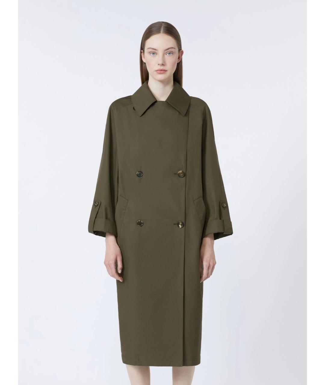 'S MAX MARA Зеленый хлопковый тренч/плащ, фото 4