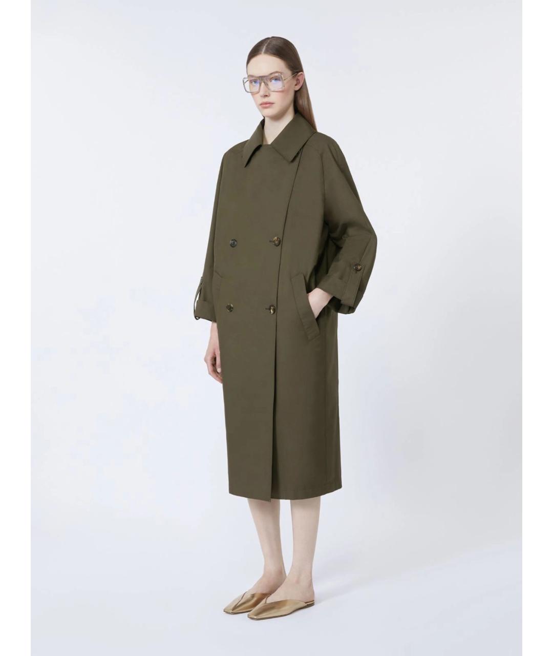 'S MAX MARA Зеленый хлопковый тренч/плащ, фото 2