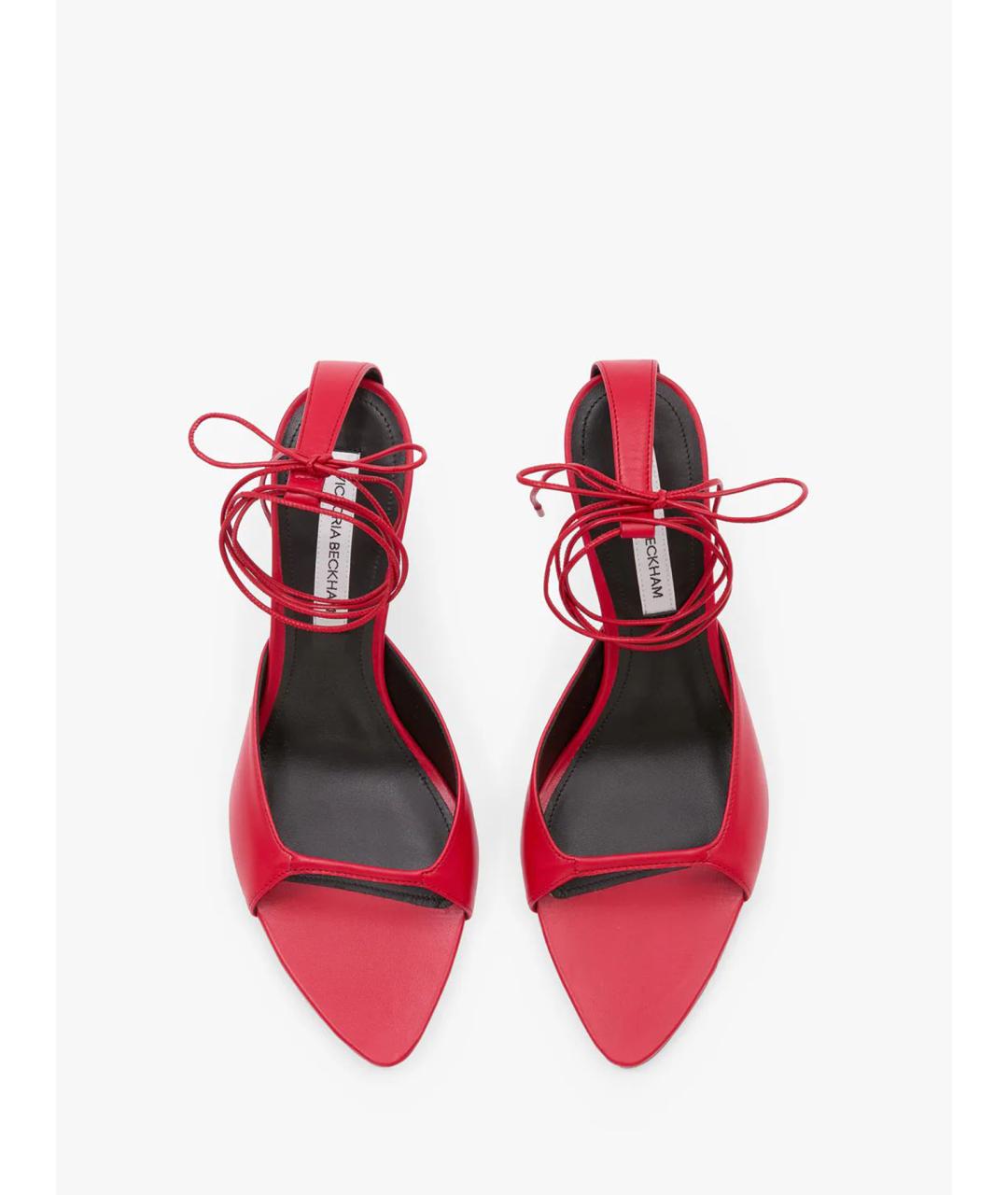 VICTORIA BECKHAM Красные кожаные босоножки, фото 4