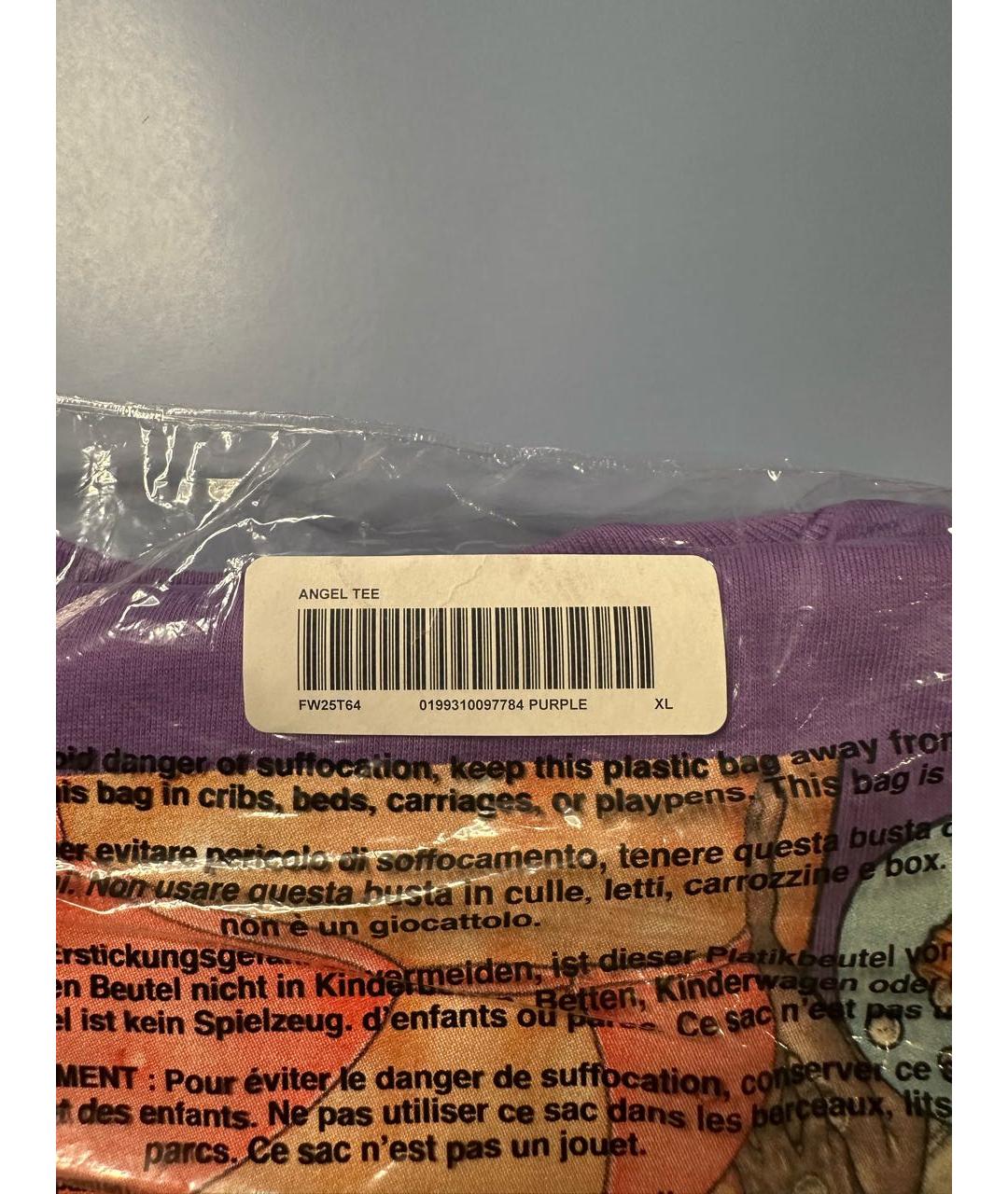 SUPREME Фиолетовая хлопковая футболка, фото 5