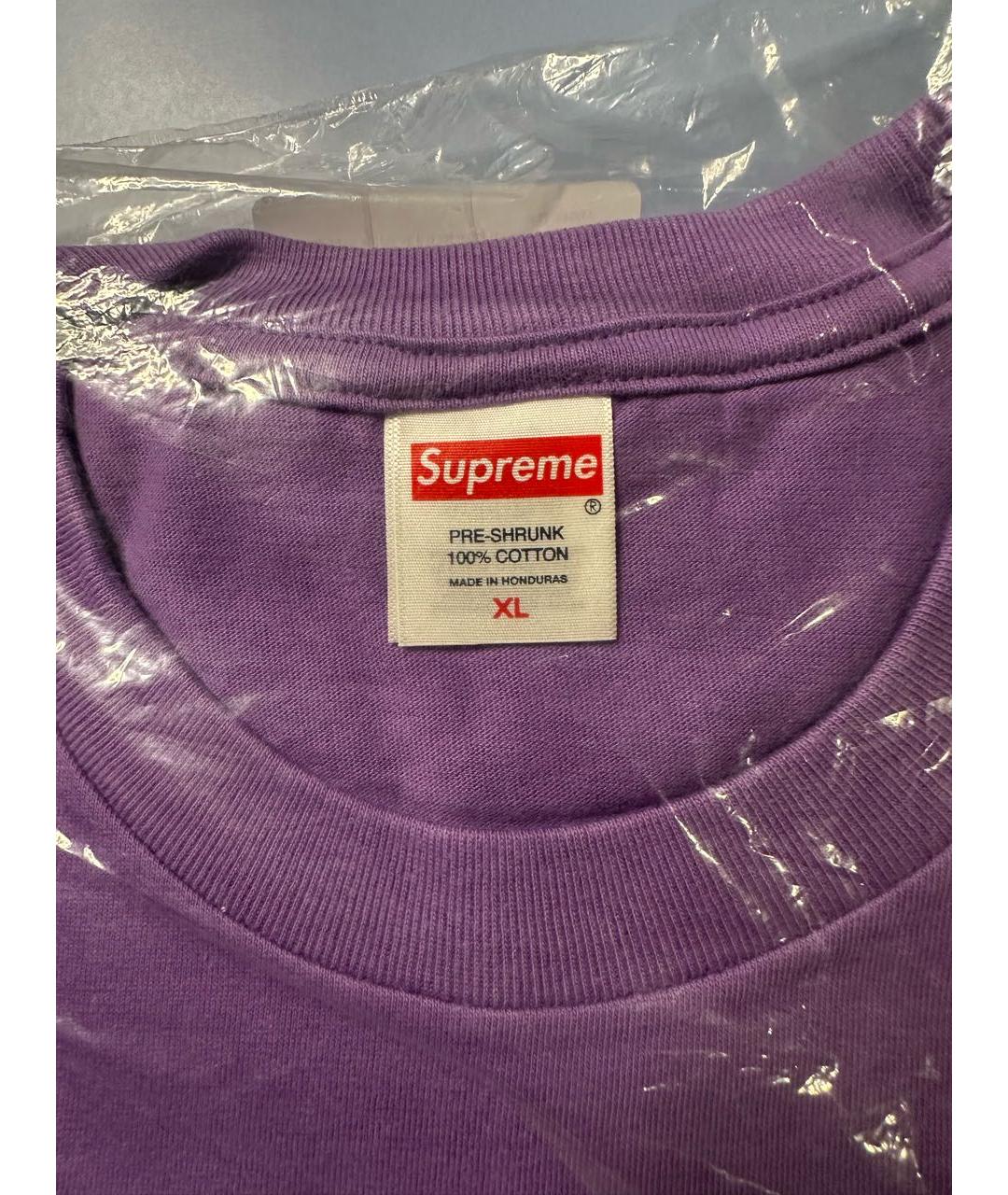 SUPREME Фиолетовая хлопковая футболка, фото 3