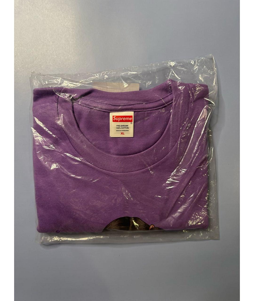 SUPREME Фиолетовая хлопковая футболка, фото 2