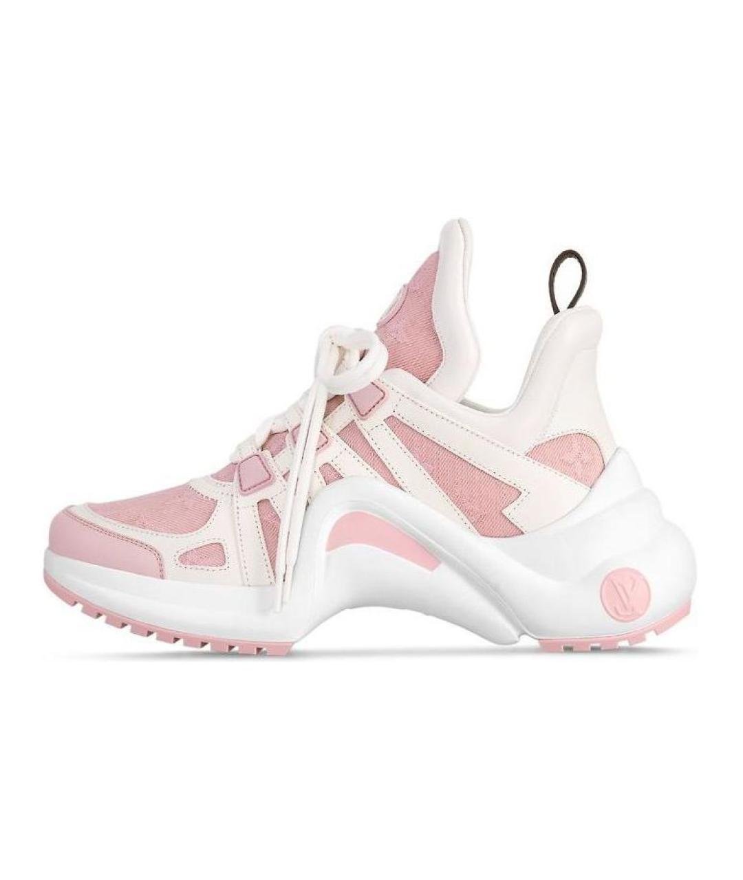 LOUIS VUITTON Розовые кожаные кроссовки, фото 2