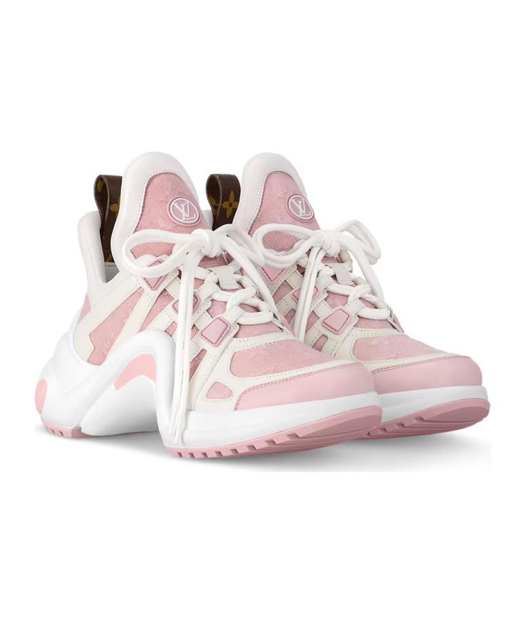 LOUIS VUITTON Розовые кожаные кроссовки, фото 3