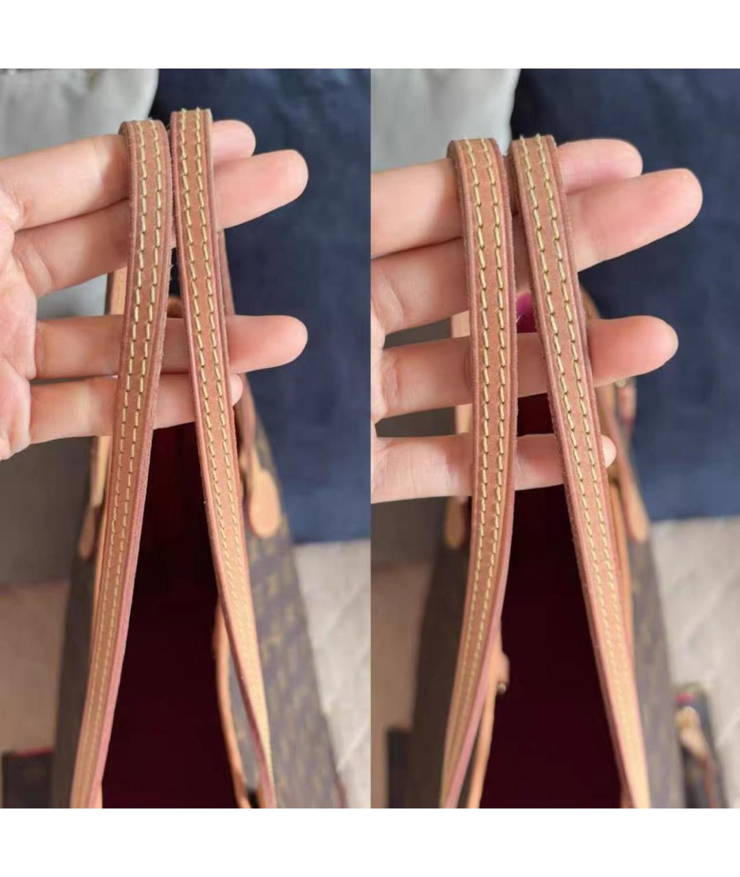 LOUIS VUITTON Коричневая кожаная сумка тоут, фото 4