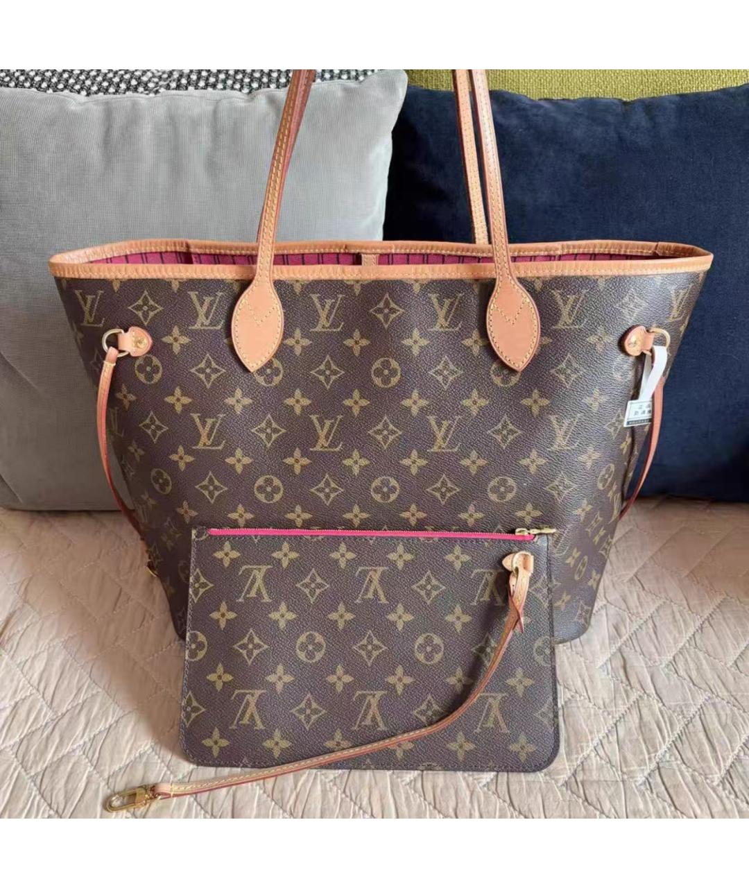 LOUIS VUITTON Коричневая кожаная сумка тоут, фото 8