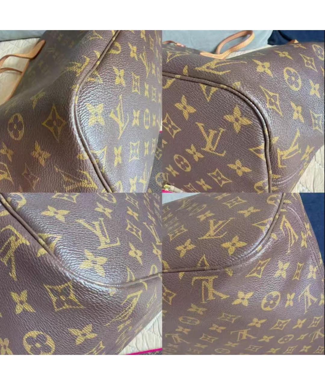 LOUIS VUITTON Коричневая кожаная сумка тоут, фото 7