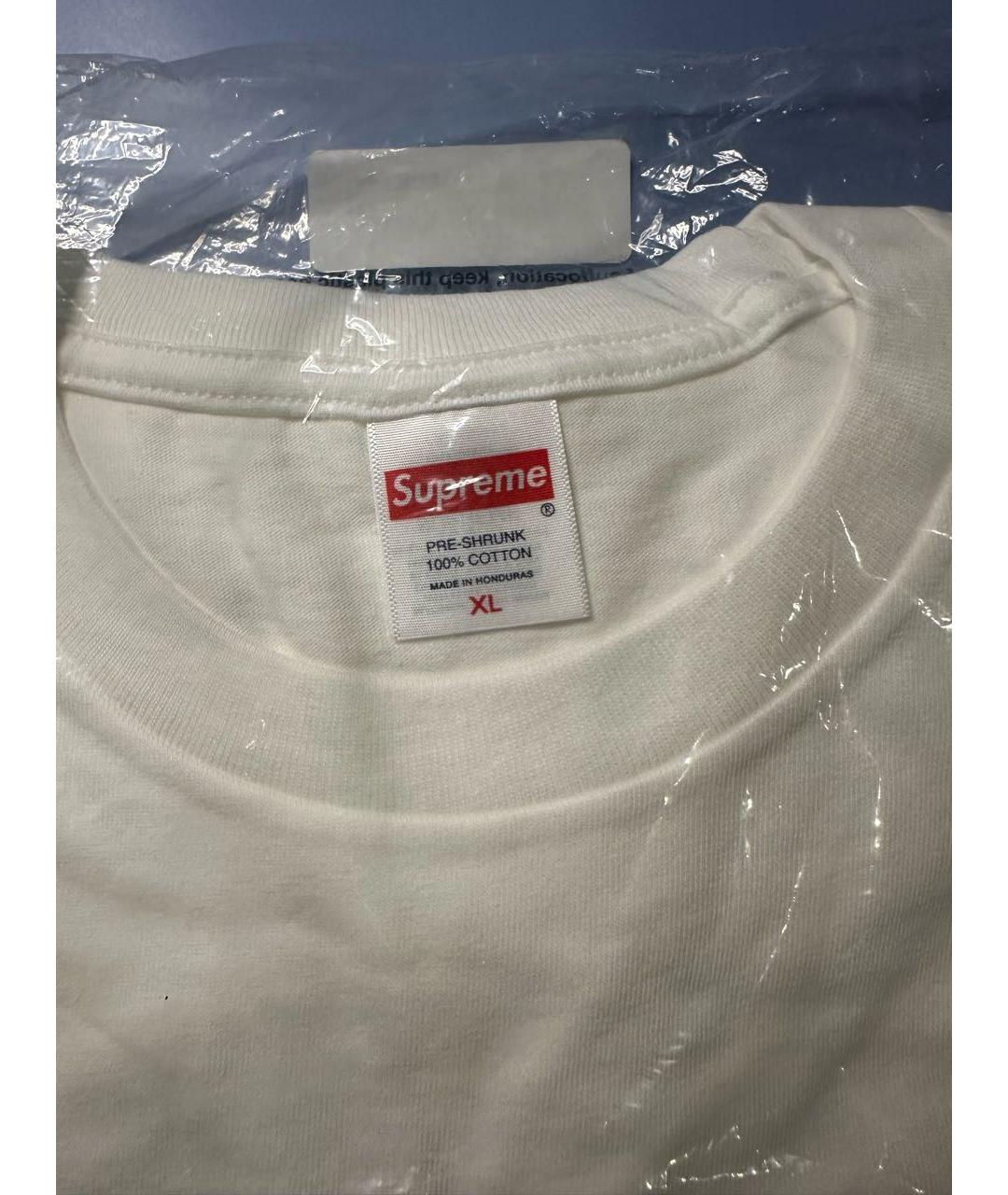 SUPREME Белая хлопковая футболка, фото 3