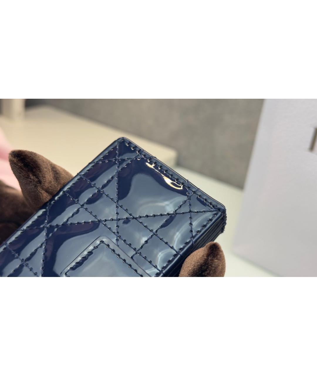 CHRISTIAN DIOR Темно-синий кардхолдер из лакированной кожи, фото 5