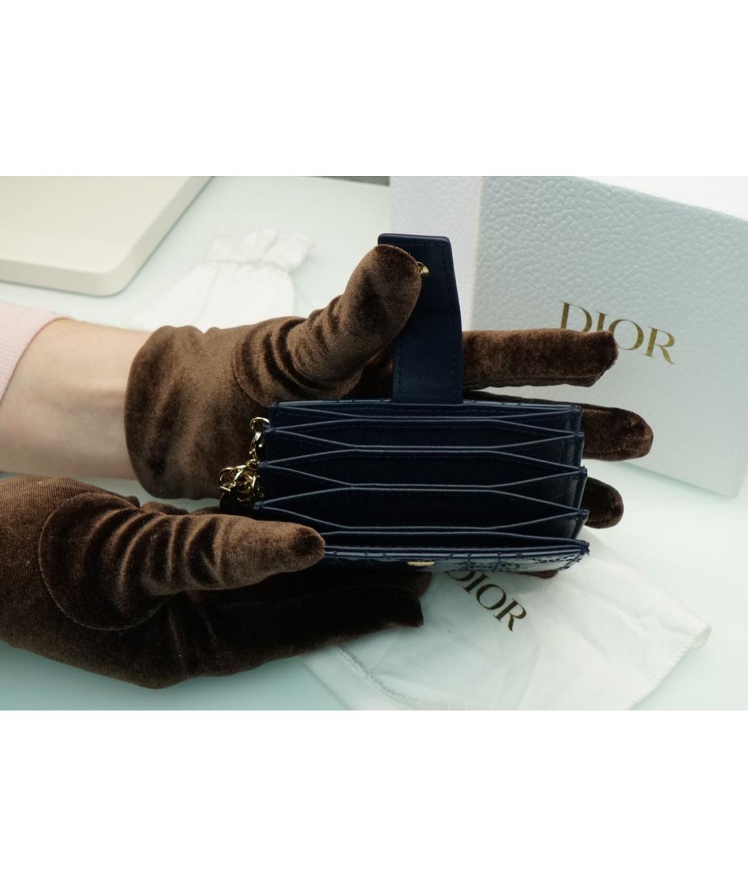 CHRISTIAN DIOR Темно-синий кардхолдер из лакированной кожи, фото 4