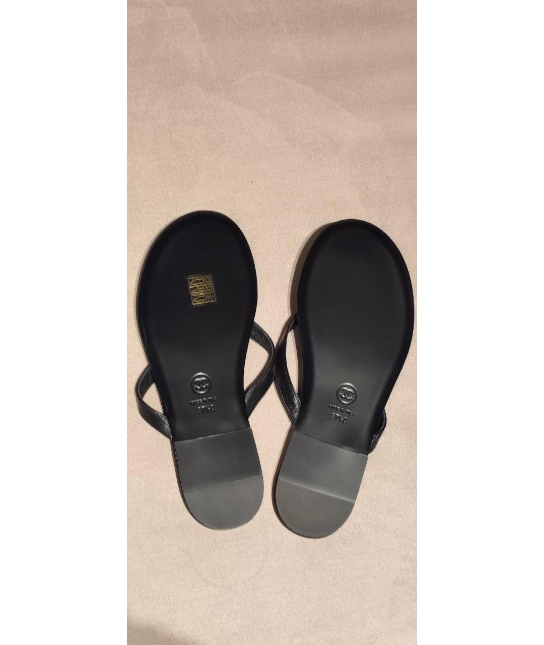 CHANEL Черные кожаные шлепанцы, фото 5