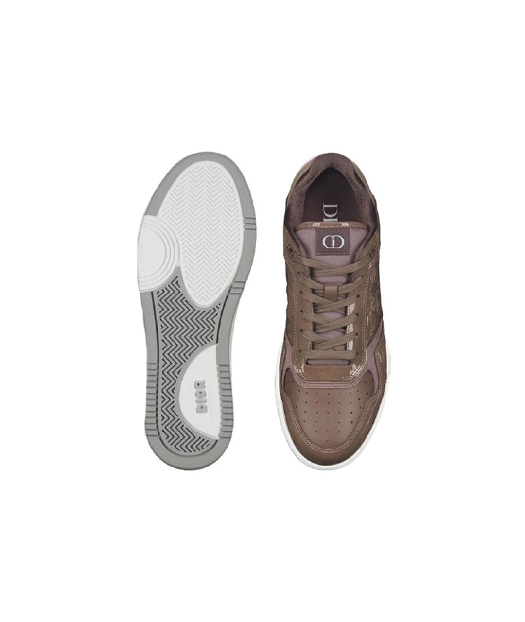 CHRISTIAN DIOR Коричневые кожаные низкие кроссовки / кеды, фото 6