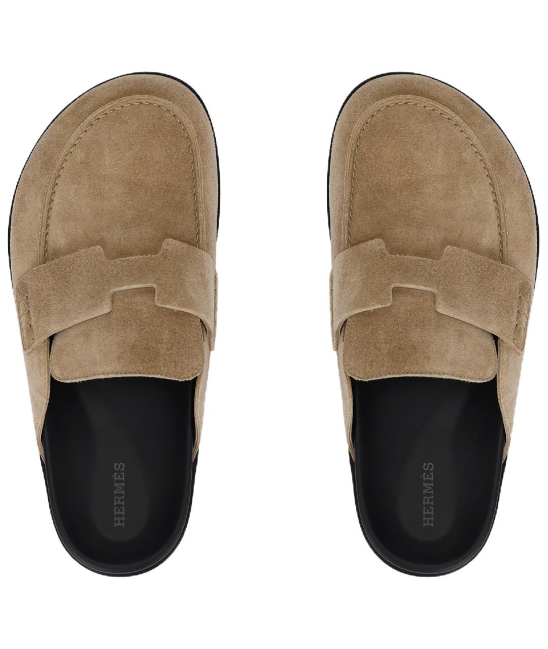 HERMES Бежевые мюли, фото 3