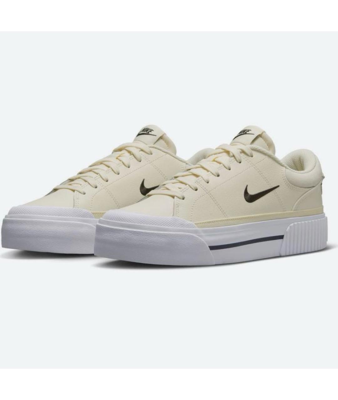 NIKE Бежевые кожаные кроссовки, фото 2