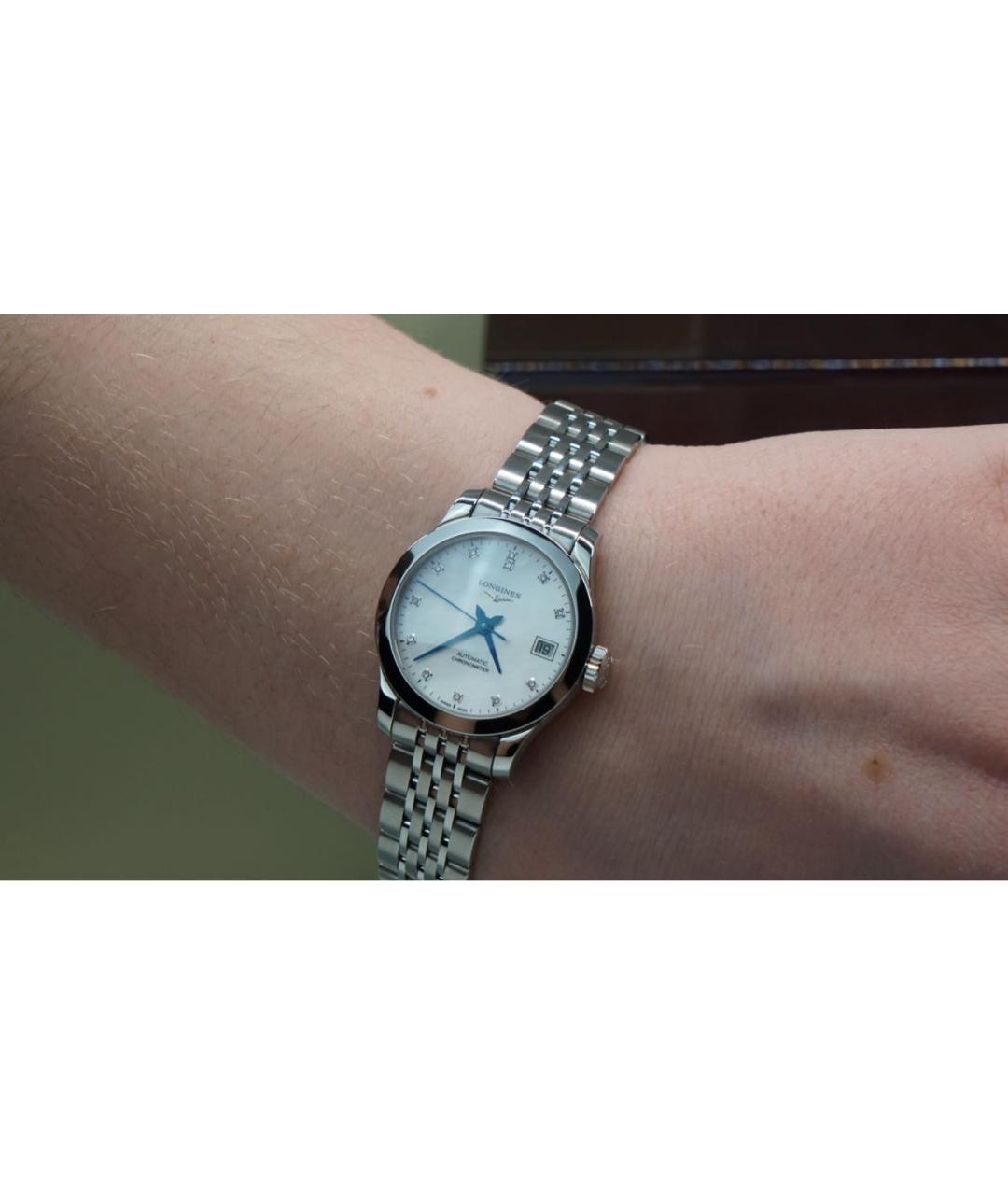 LONGINES Белые металлические часы, фото 4