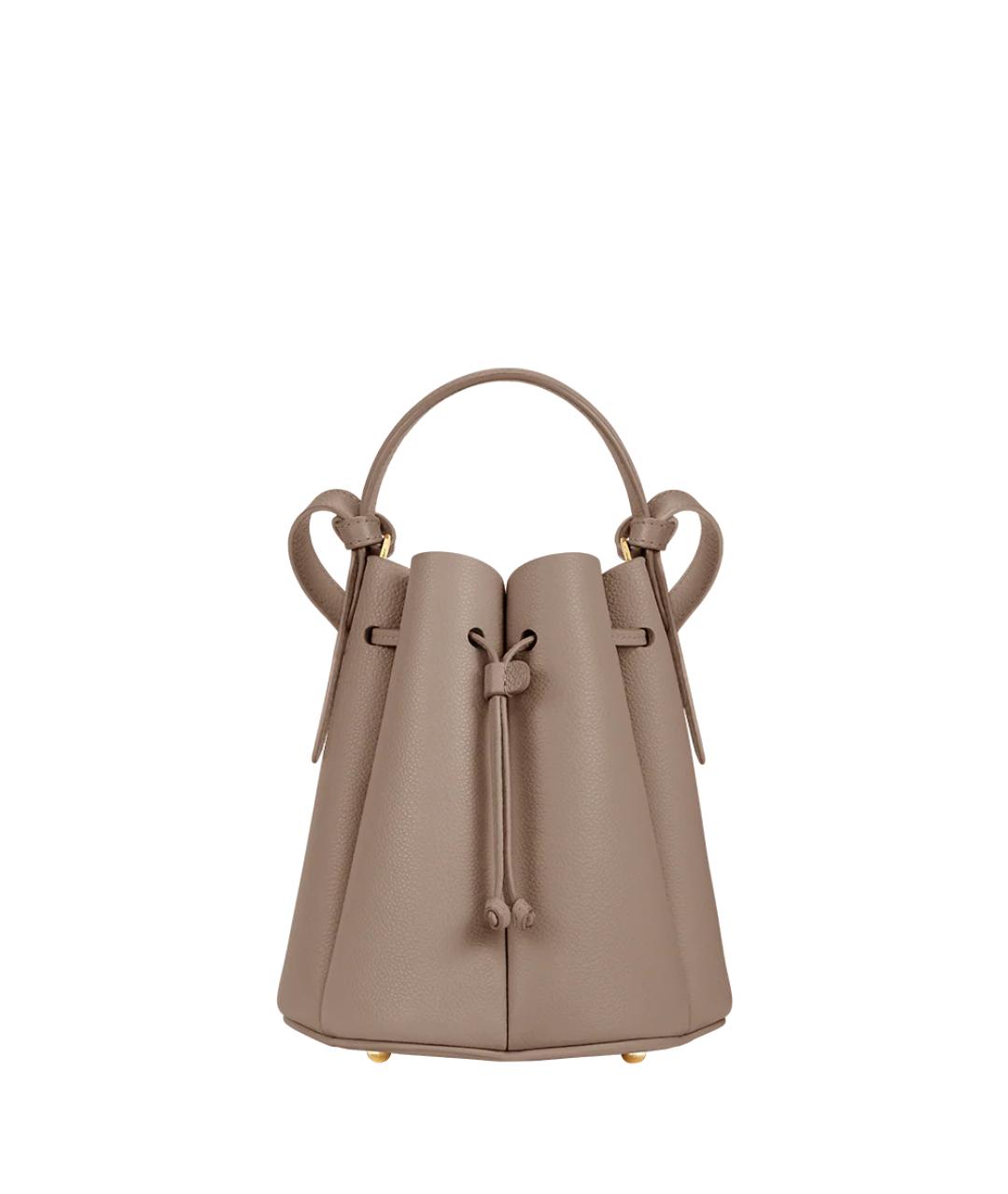 POLENE Серая кожаная сумка через плечо, фото 5