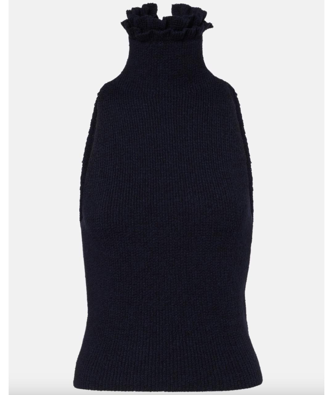 ALAIA Темно-синяя шерстяная жилетка, фото 8