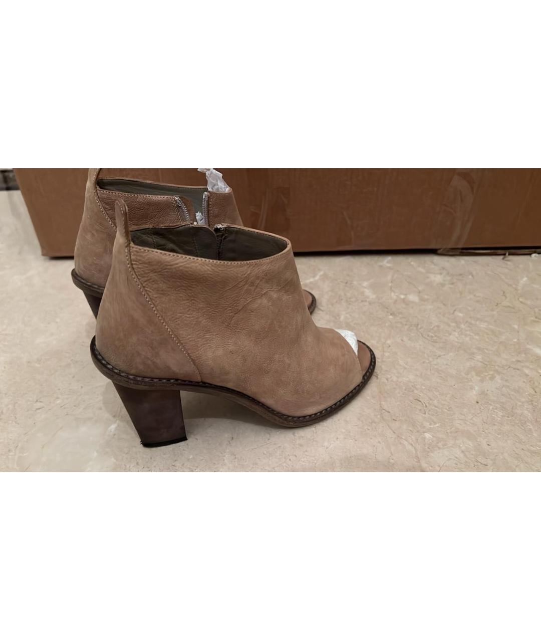 BRUNELLO CUCINELLI Бежевые кожаные ботильоны, фото 6