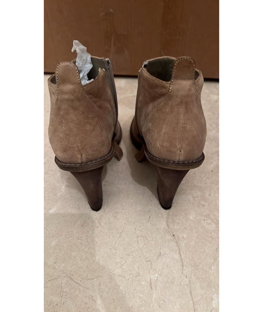 BRUNELLO CUCINELLI Бежевые кожаные ботильоны, фото 2