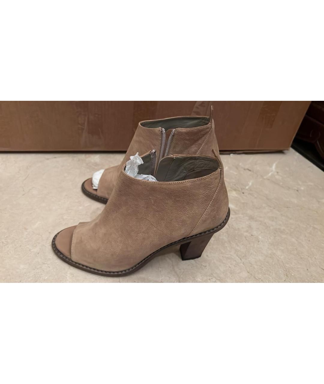 BRUNELLO CUCINELLI Бежевые кожаные ботильоны, фото 3