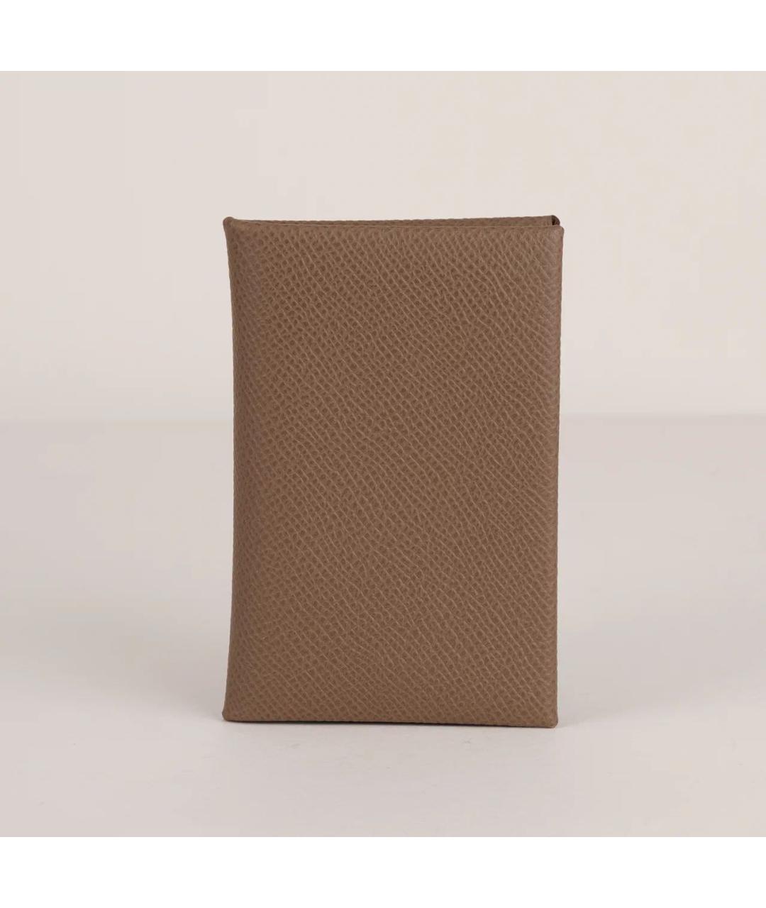 HERMES Бежевый кожаный кардхолдер, фото 9