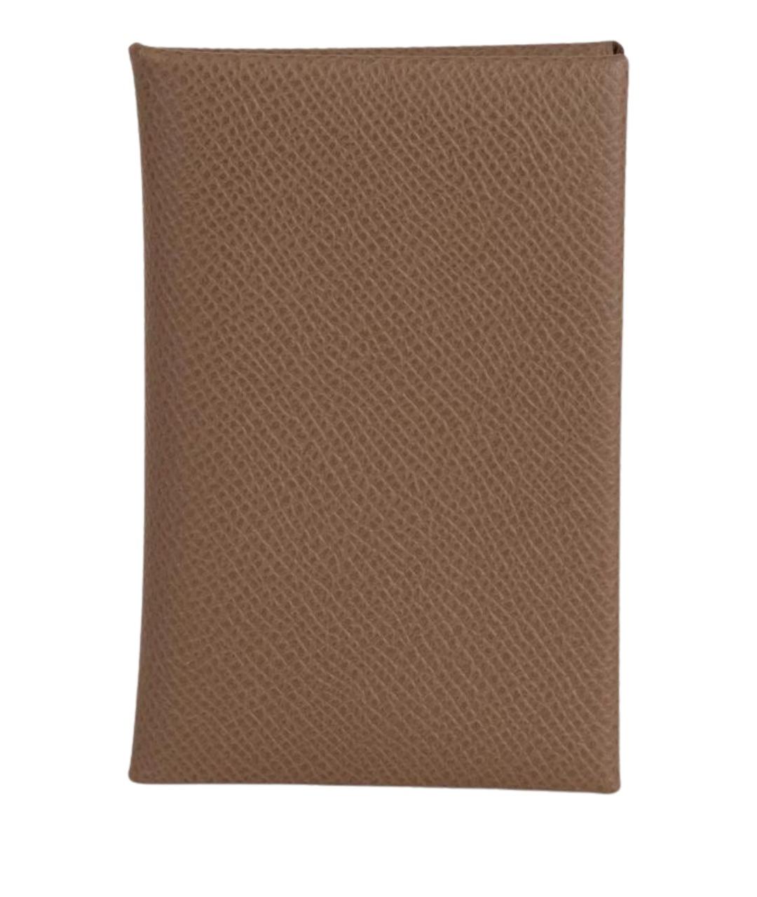 HERMES Бежевый кожаный кардхолдер, фото 1