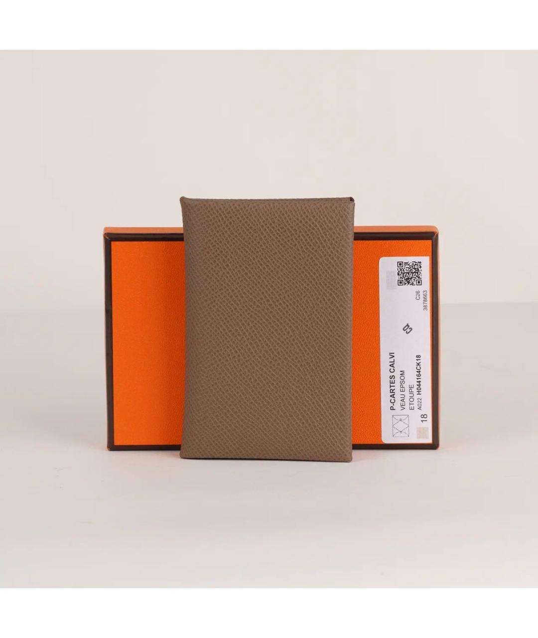 HERMES Бежевый кожаный кардхолдер, фото 2