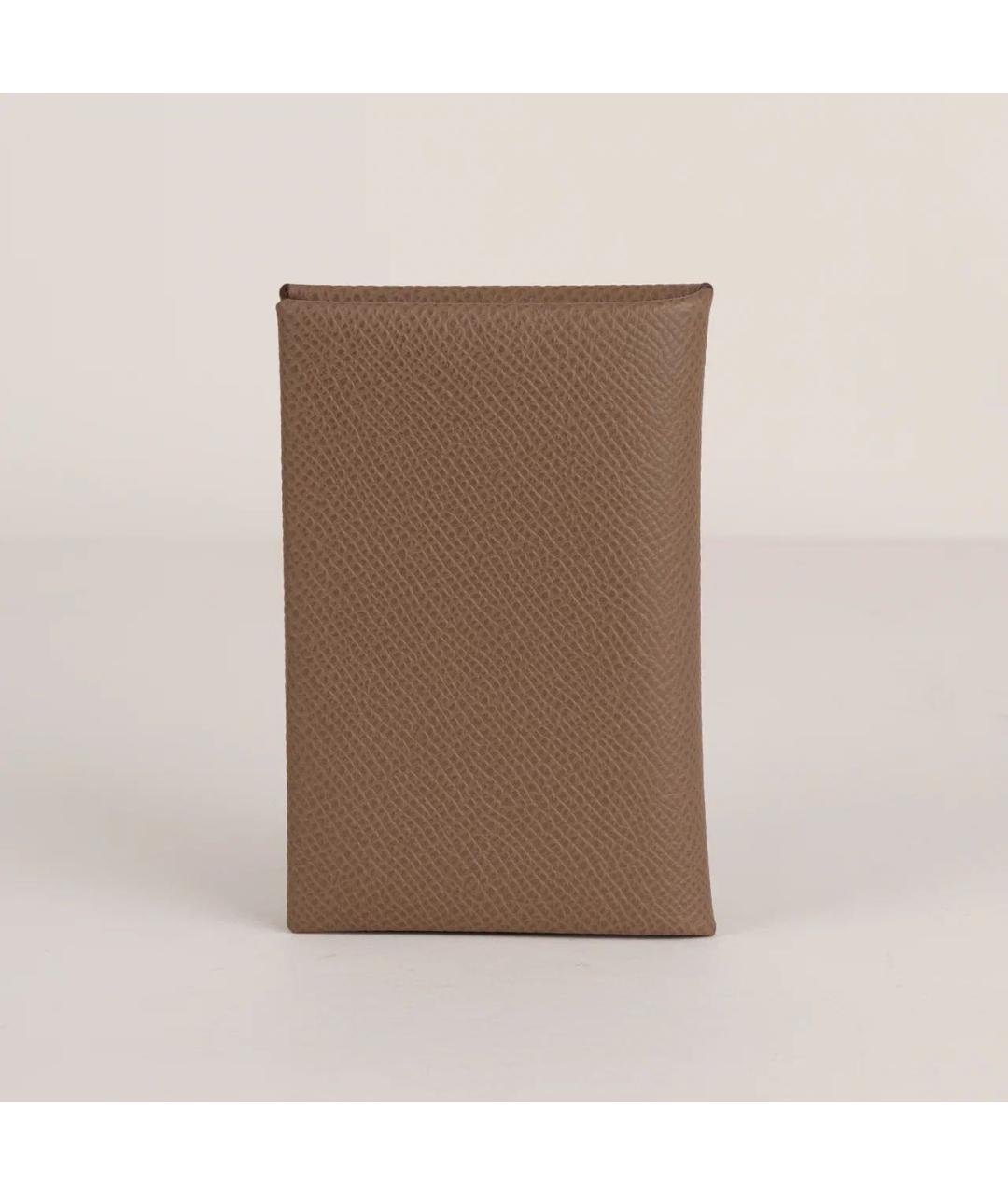 HERMES Бежевый кожаный кардхолдер, фото 3