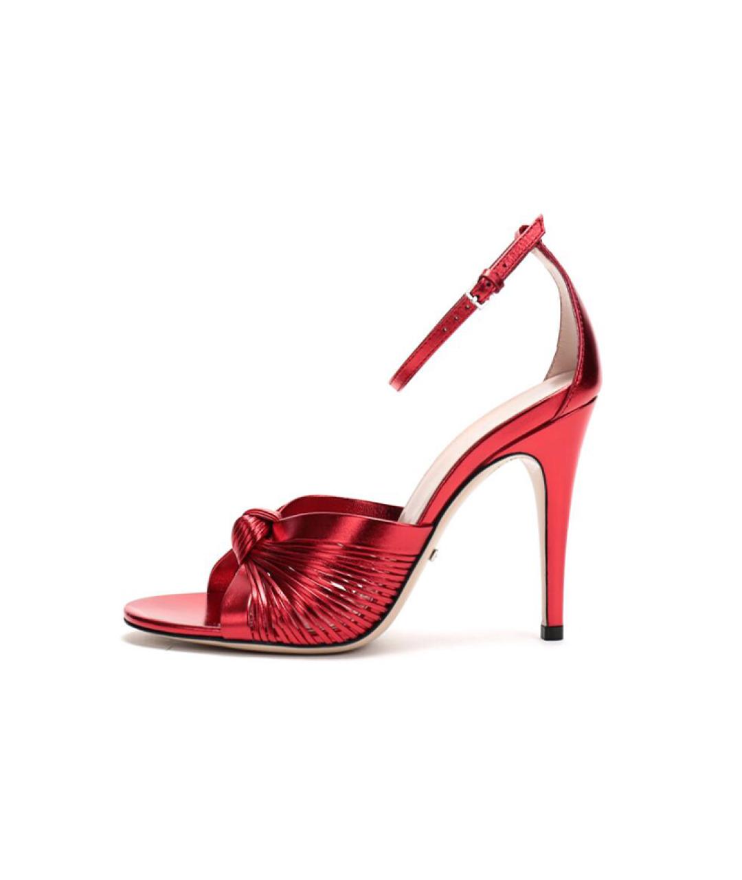 GUCCI Красные кожаные босоножки, фото 6