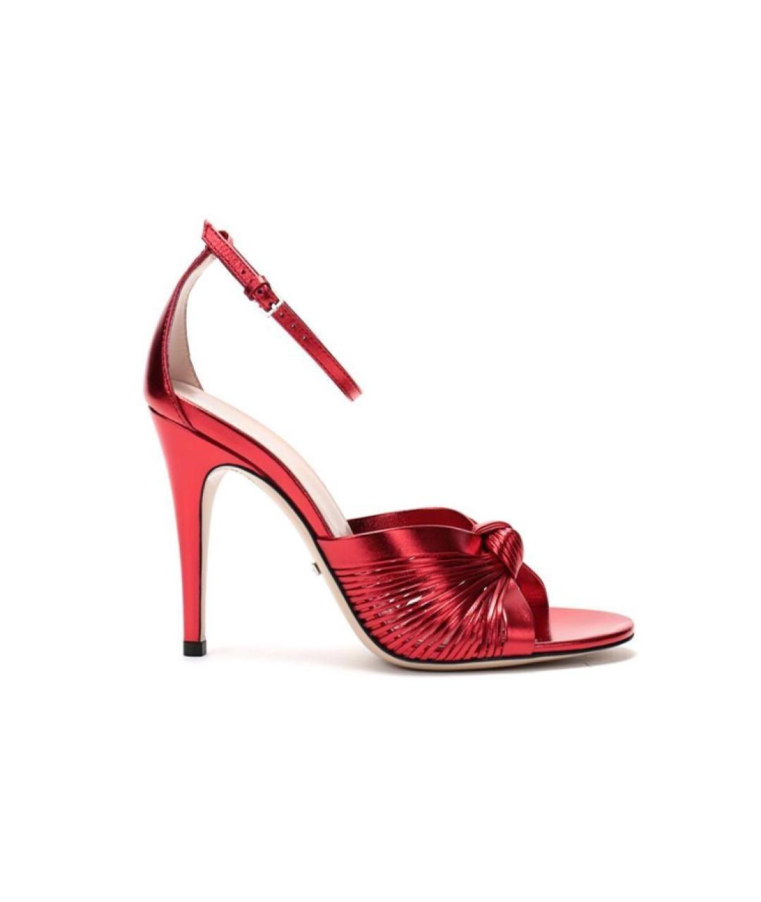 GUCCI Красные кожаные босоножки, фото 1