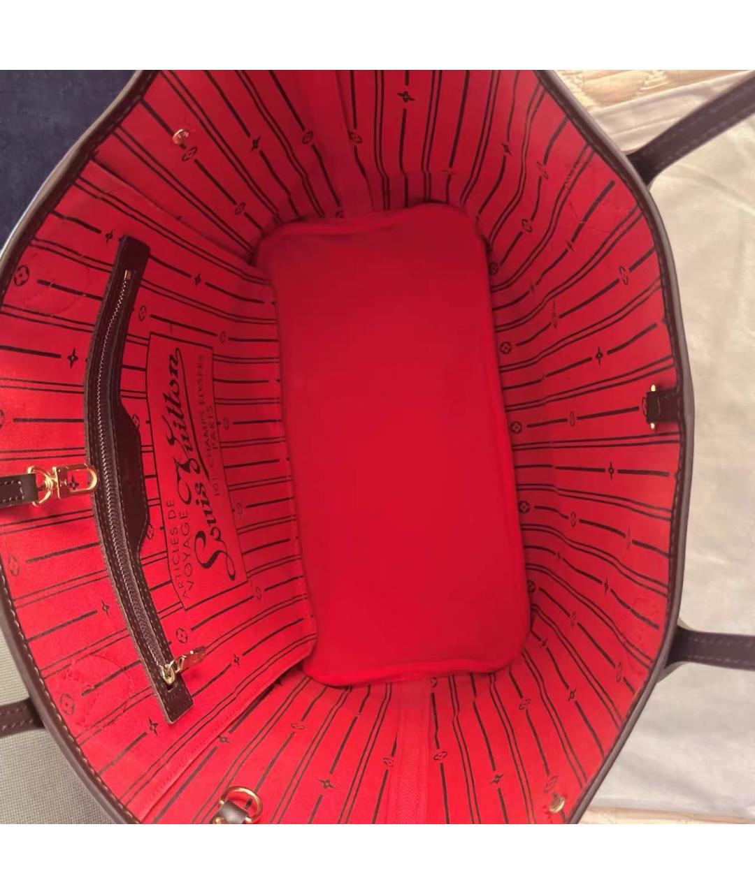 LOUIS VUITTON Коричневая кожаная сумка тоут, фото 5