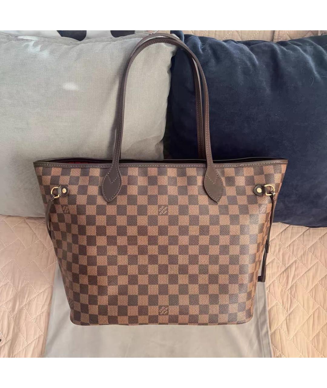 LOUIS VUITTON Коричневая кожаная сумка тоут, фото 8