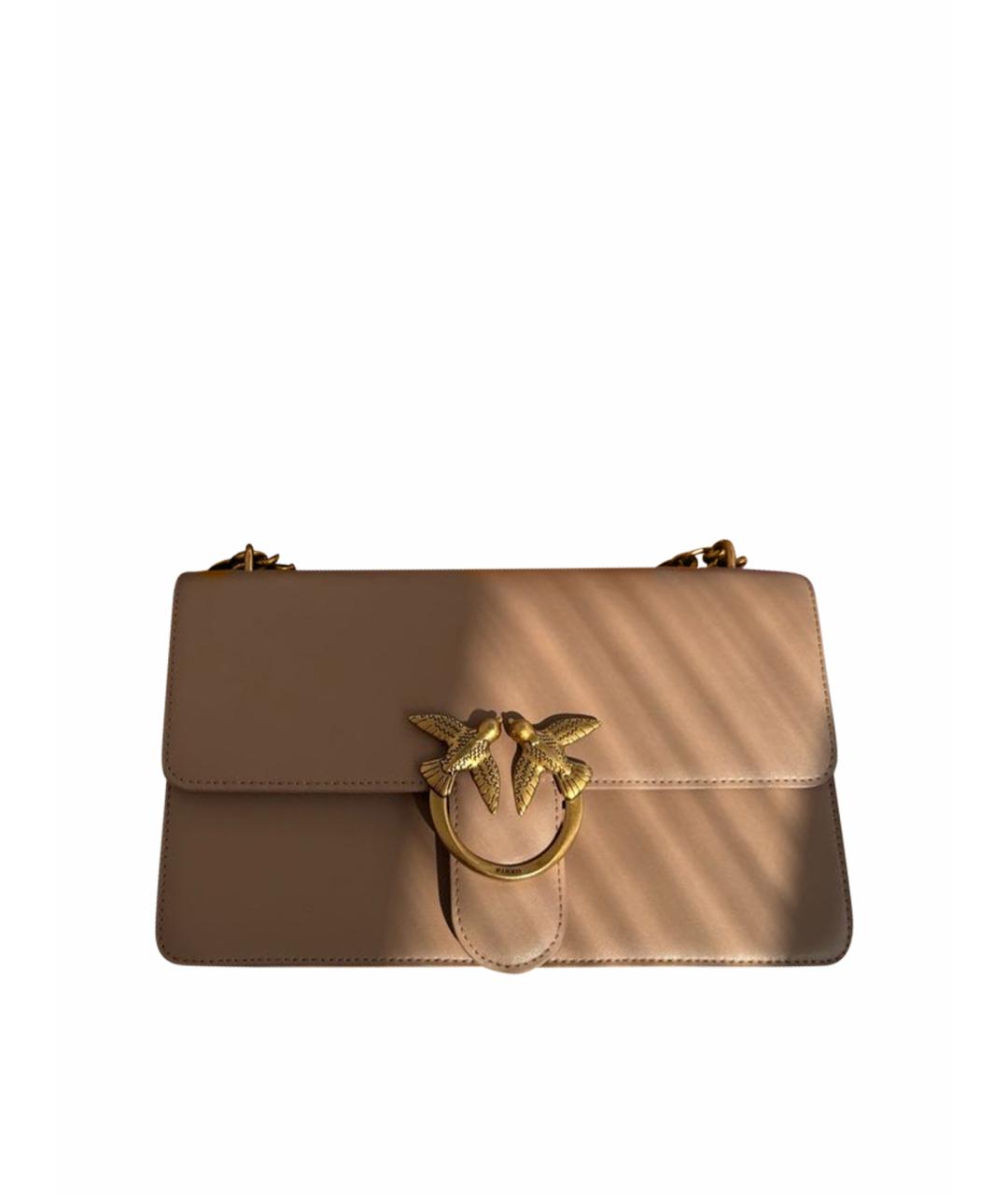 PINKO Бежевая кожаная сумка через плечо, фото 1