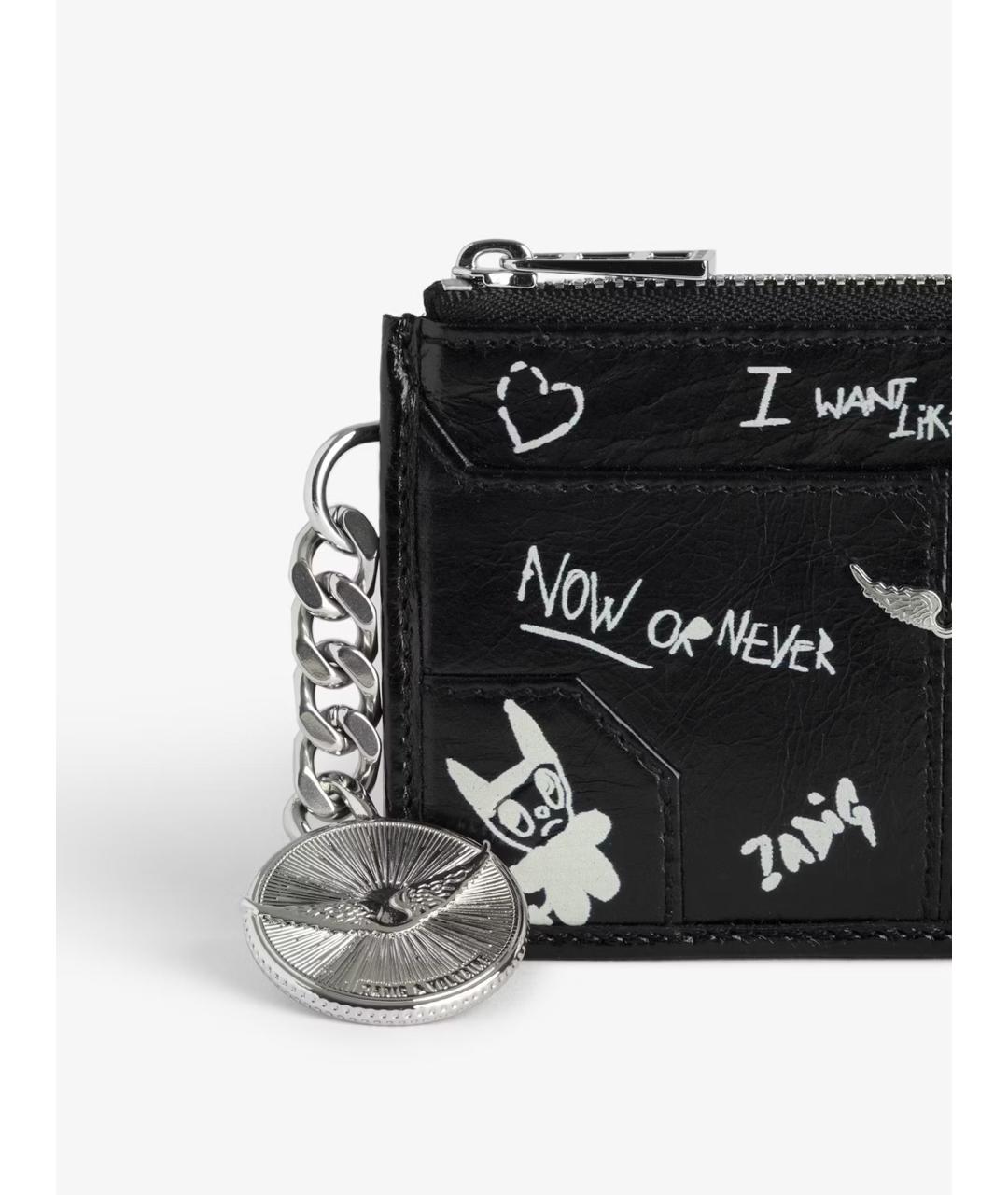 ZADIG & VOLTAIRE Черный кожаный кошелек, фото 2