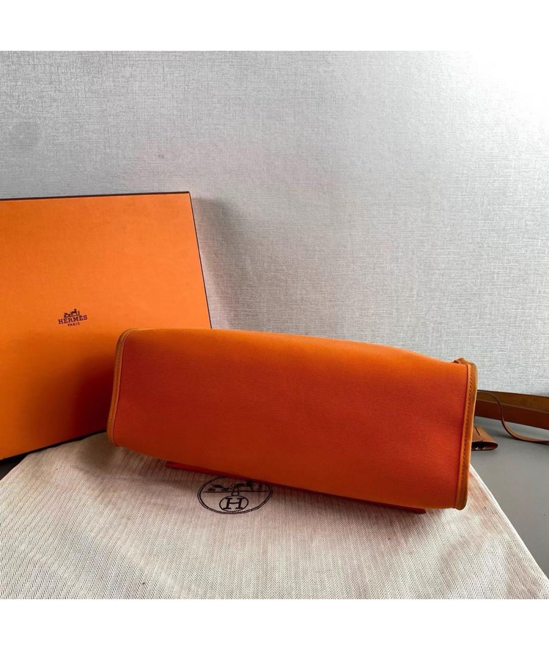 HERMES Оранжевая кожаная сумка с короткими ручками, фото 5