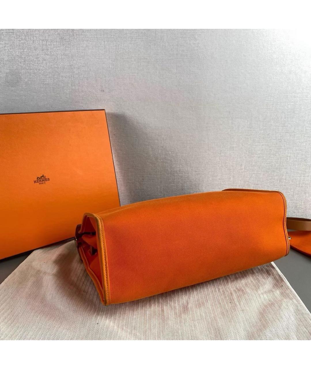 HERMES Оранжевая кожаная сумка с короткими ручками, фото 6
